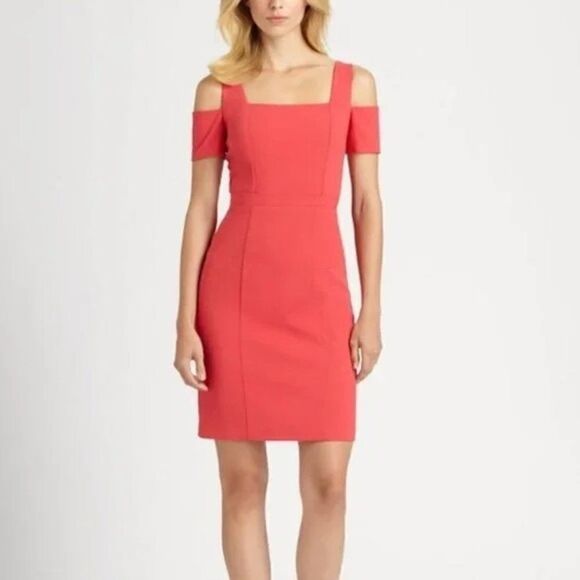 BCBG Maxazria Lipstic Red Cold Shoulder Size 2/XS Like New - Picture 1 of 11